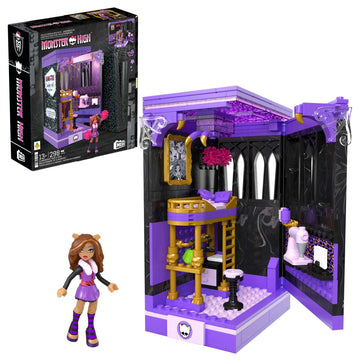 Mega Monster High Action Figure Building Set - Clawdeen's Boo-k Den, 299 Pieces, Multicolor, Model HXM32, Unique Size