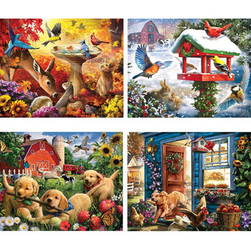 Bits And Pieces - 4-In-1 Multi-Pack - 1000 Piece Jigsaw Puzzles For Adults - 1000 Pc Puzzle Set Bundle By Artist Larry Jones- 20' X 27' (51Cm X 69Cm)