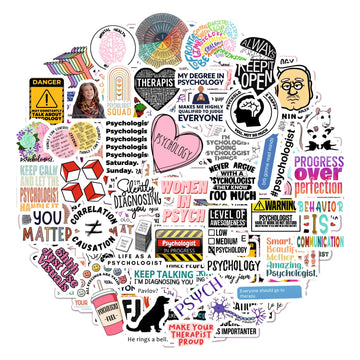 Bulbacraft Psychology Stickers (100Pcs), Funny Vinyl Decals For Laptop, Therapy Gifts, Psychologist Stickers For Women & Men, Wa