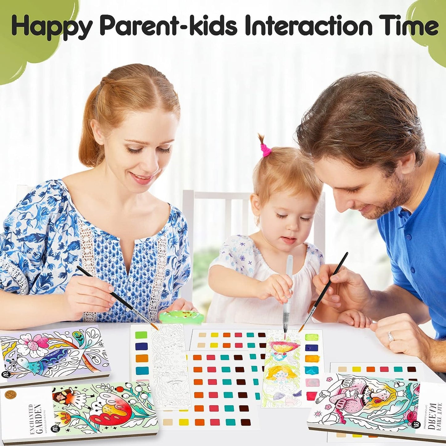 3Pack Watercolor Paint Coloring Books, 20-Page Pocket Painting Pictures Drawing Arts Set Graducation Birthday Gifts for Toddlers