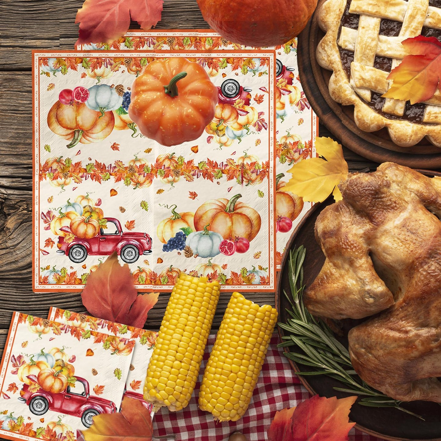 40 Pcs Fall Napkins, Fall Party Decorations Pumpkin Napkins, Thanksgiving Party Supplies Maple Leaf Napkins, Autumn Harvest Napk