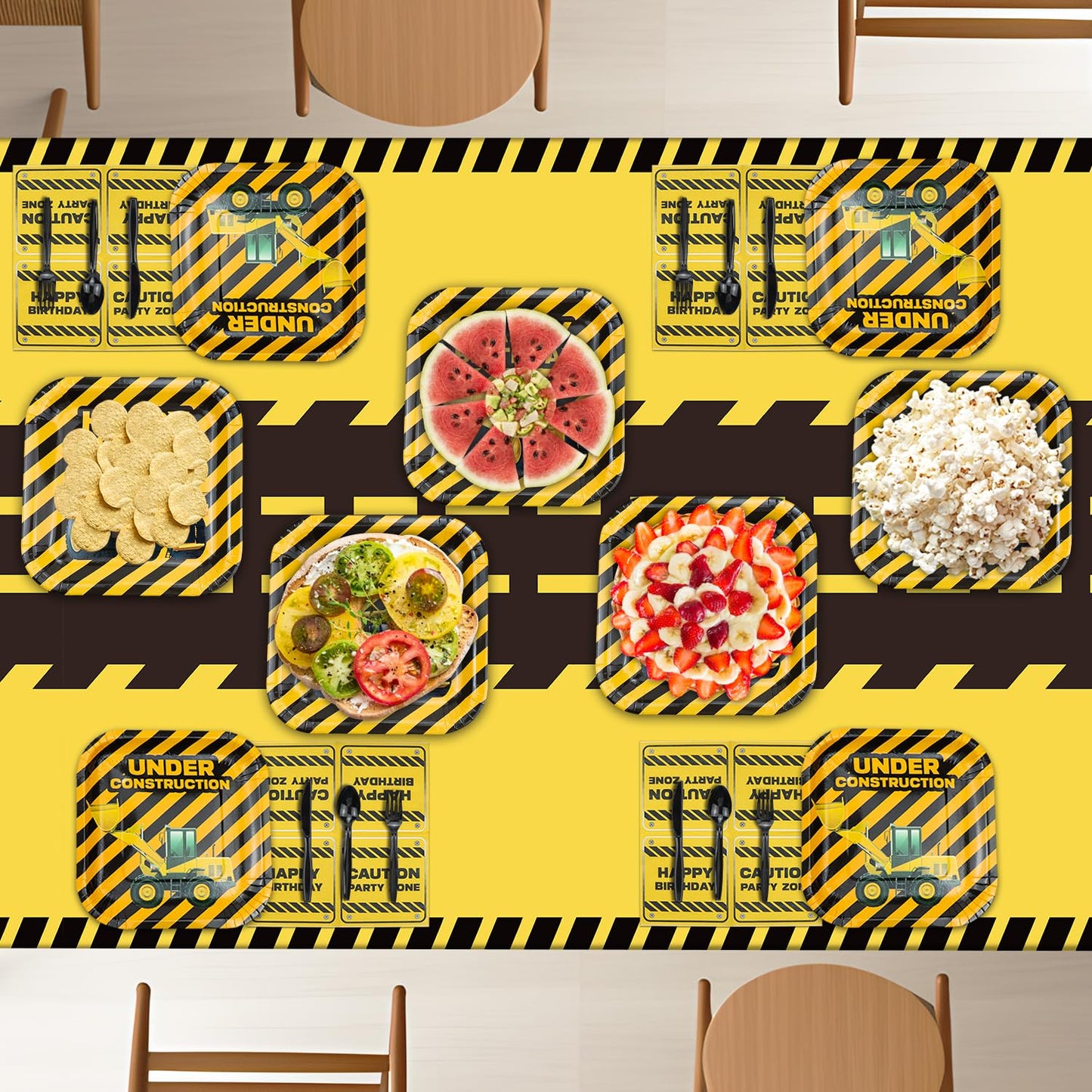 Dvaorc 4 Pack Construction Party Tablecloths Rectangle Construction Table Covers Dump Truck Birthday Table Cloth For Kids Boys B