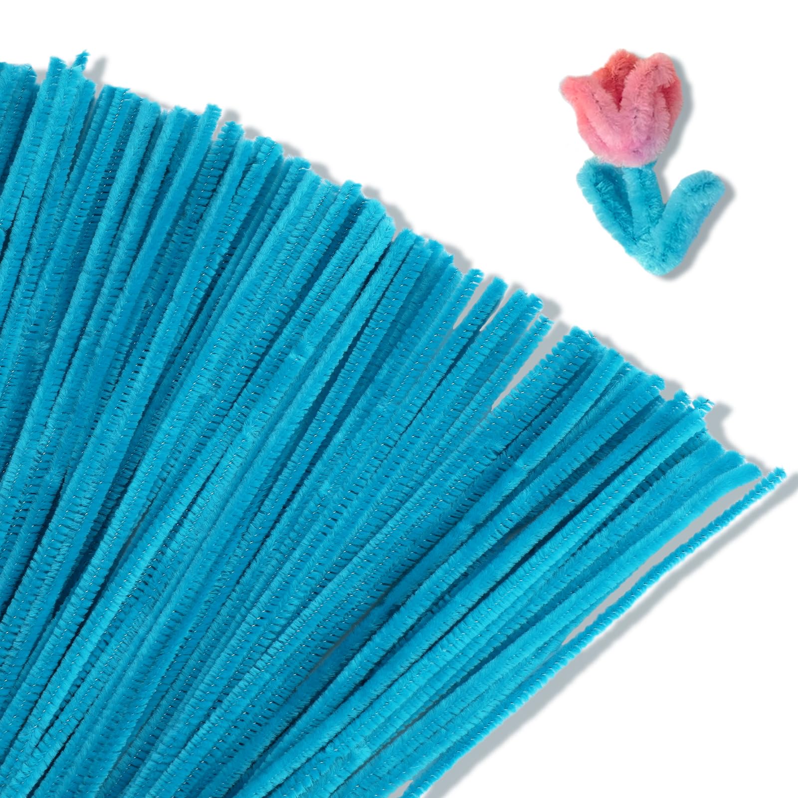 Giwrmu 100 Pieces Pipe Cleaners Chenille Stem, Turquoise Pipe Cleaners Craft, Fuzzy Sticks Craft Supplies, Colored Pipe Cleaner 