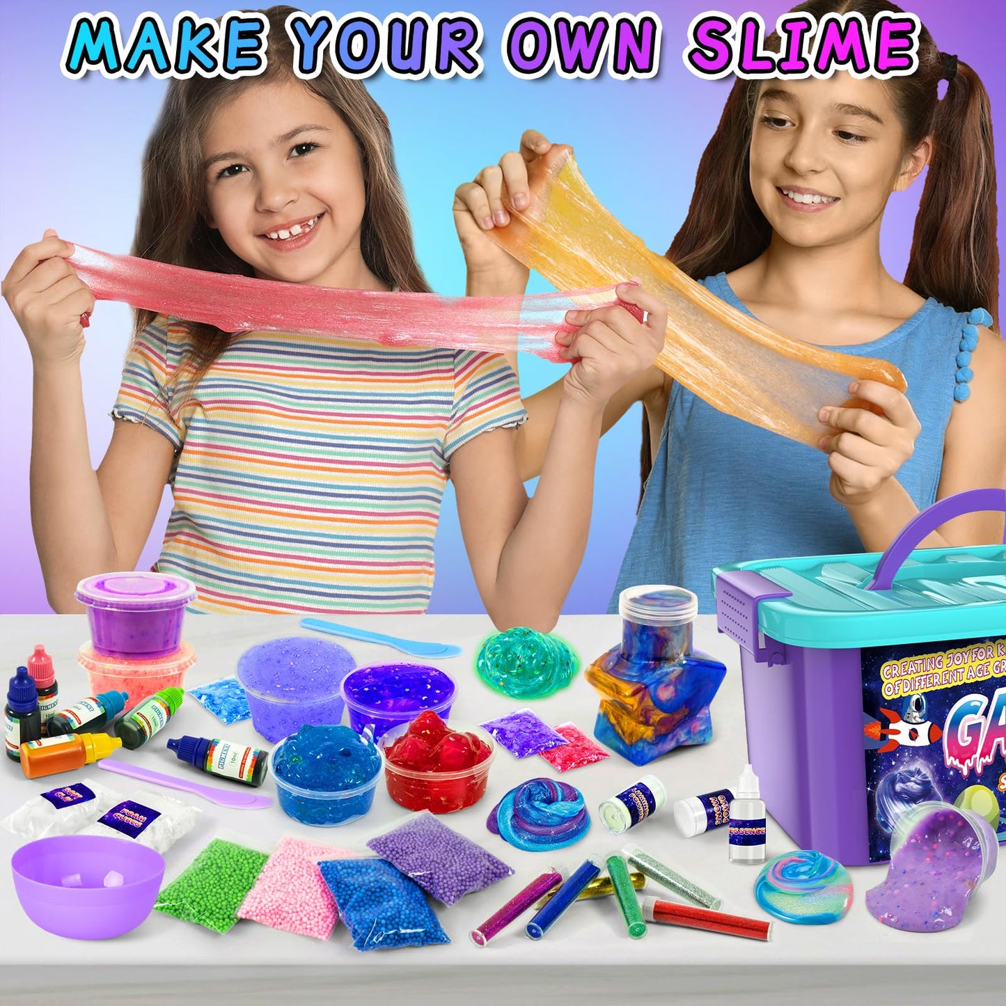 Eunhdet Galaxy Slime Kit for Girls Boys Ages 8-12  DIY Glow in The Dark Slime Making kit for Kids 8-10 Glitter & Galactic Theme Stress Relief Toy  Fun Birthday Party Easter Christmas Gifts