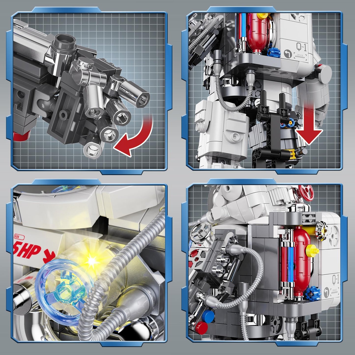 Space Astronaut Building Set Compatible With Lego Space Model With Led Light Fors Adults Gifts For Boys 6+, 907 Pcs Cool Collectible Gift Toys For Adults
