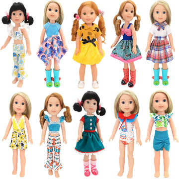 BM 10 Sets American Wellie Doll Clothes Outfits Dolls Handmade Casual Wear Clothes and Other 14 -14.5 Inch Dolll