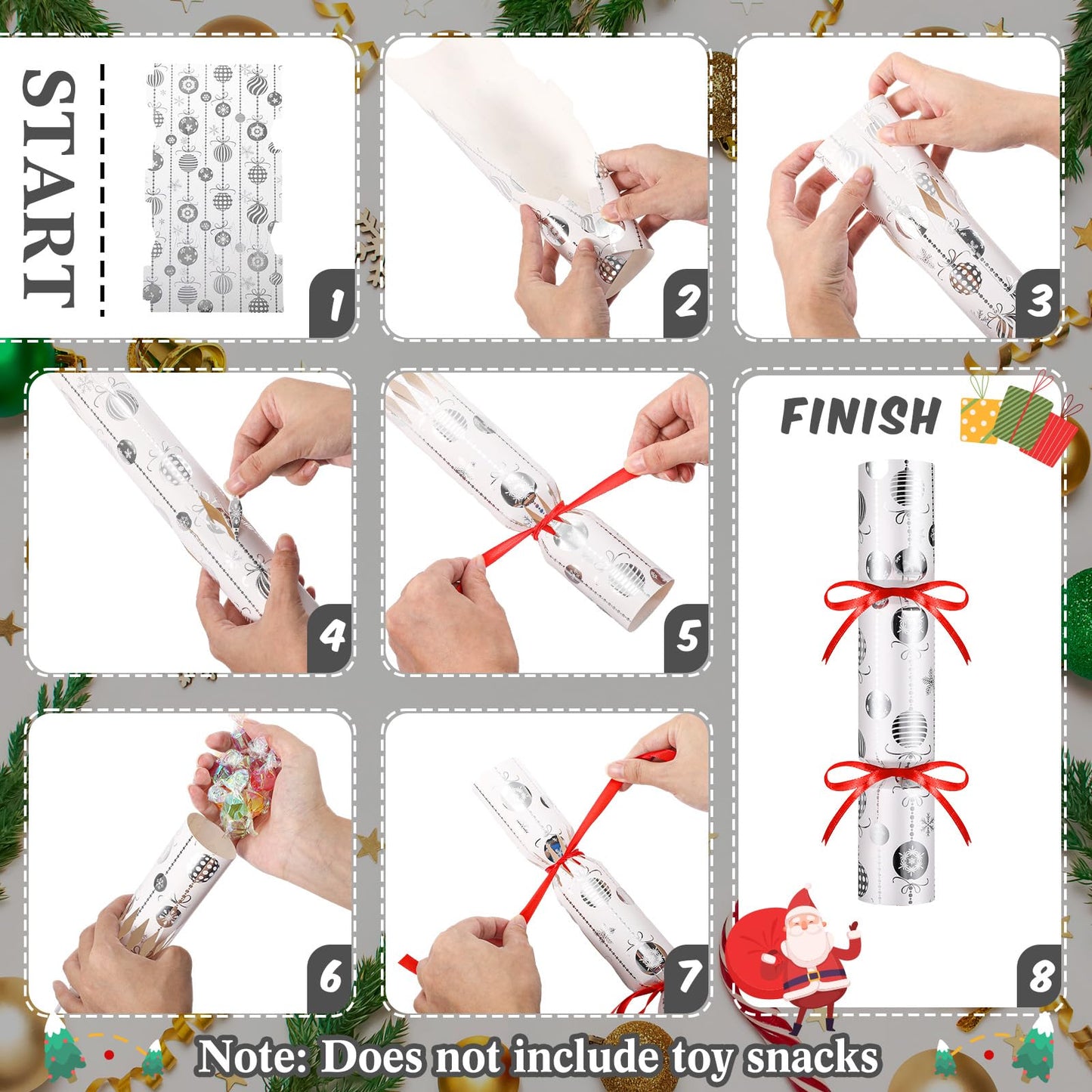 TaoBary 24 Packs Christmas Crackers DIY Christmas No Snap Party Table Favors Christmas Holiday Table Favors Xmas Crackers DIY Ch