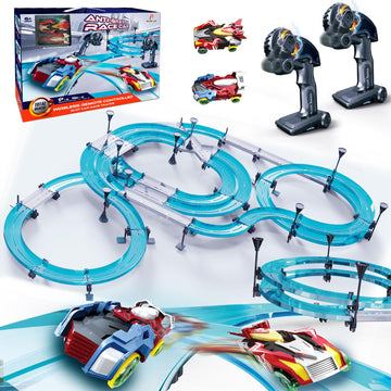 Slot Car Race Track Sets Electric Remote Control Car For Kids Rechargable Electric Racing Game With Hand Controllers Circular Ov