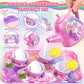 Unicorn Tea Party Set for Little Girls, Toddler Princess Toy Tea Set, Pretend Play Teapot Dessert Tea Cup Set Food Kitchen Plays