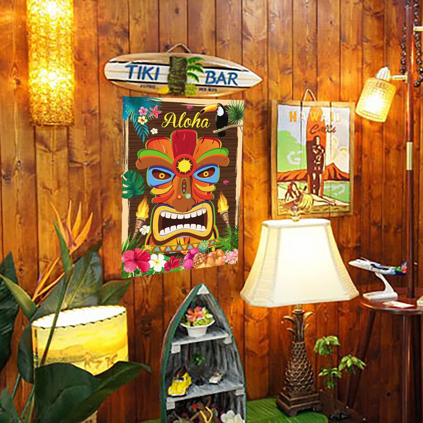 Natuoppc Hawaii Aloha Party Supplies,Pin The Sun On The Tiki,Hawaiian Party Games Decoration,Large Poster With 24Pcs Sun Sticker