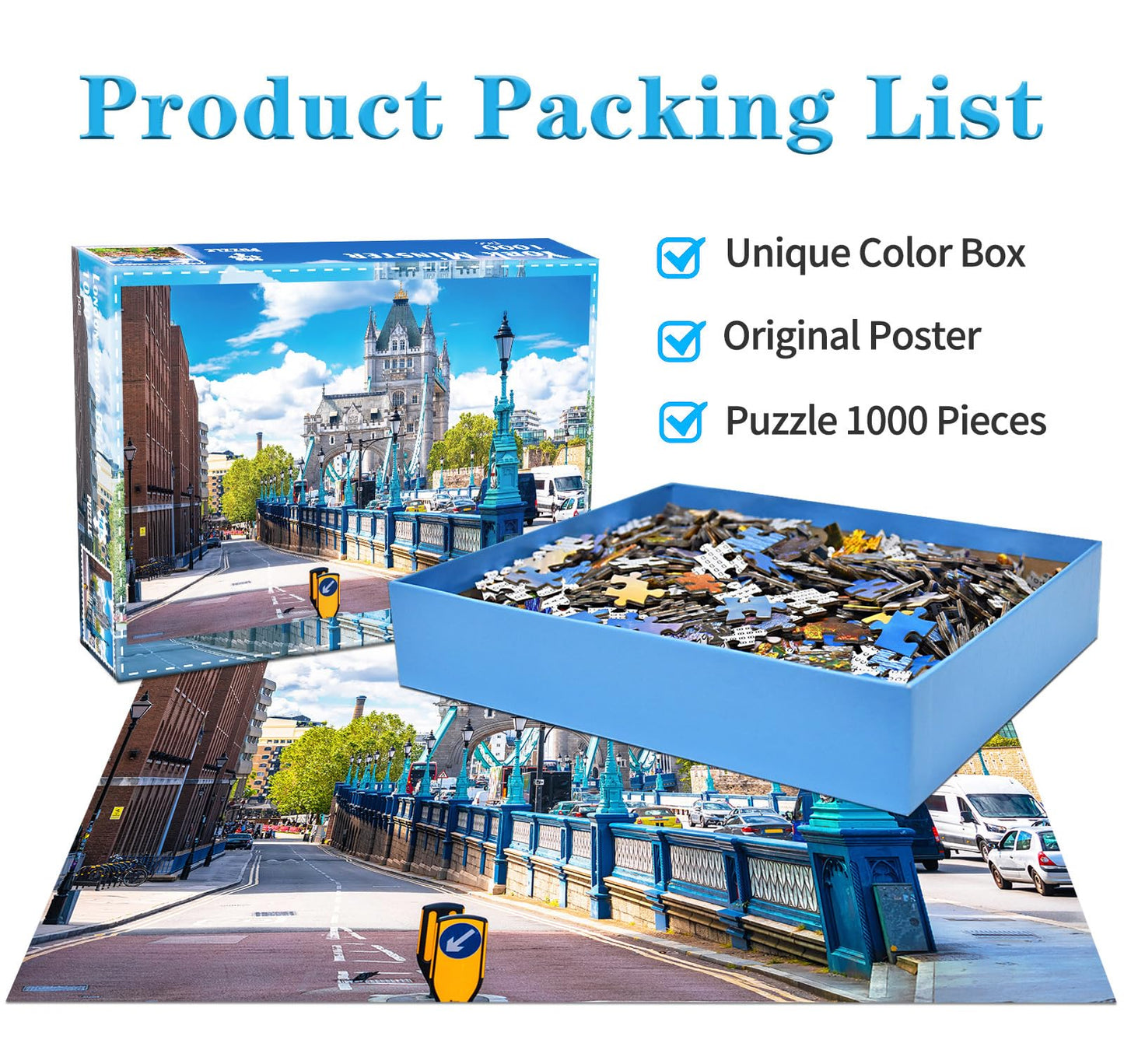 HUADADA 1000 Piece Puzzles for mature-themeds - London Street Scene  UK-1000 Piece Jigsaw Puzzles for mature-themeds and Kids 1000 Piece Unique Shape Best Gift for mature-themeds and Kids(27.6x 19.7)