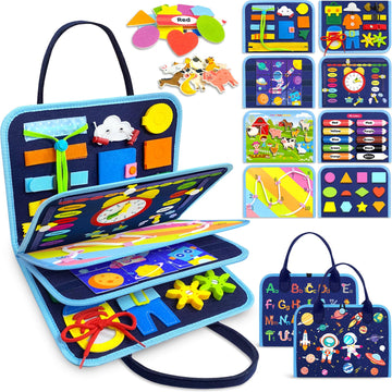 Gojmzo Busy Board Montessori Toys For 1 2 3 4 Year Old Boy Birthday Gifts, Busy Book Sensory Easter Toys For Toddlers 1-3 2-4, Learning Educational Toddler Travel Activities
