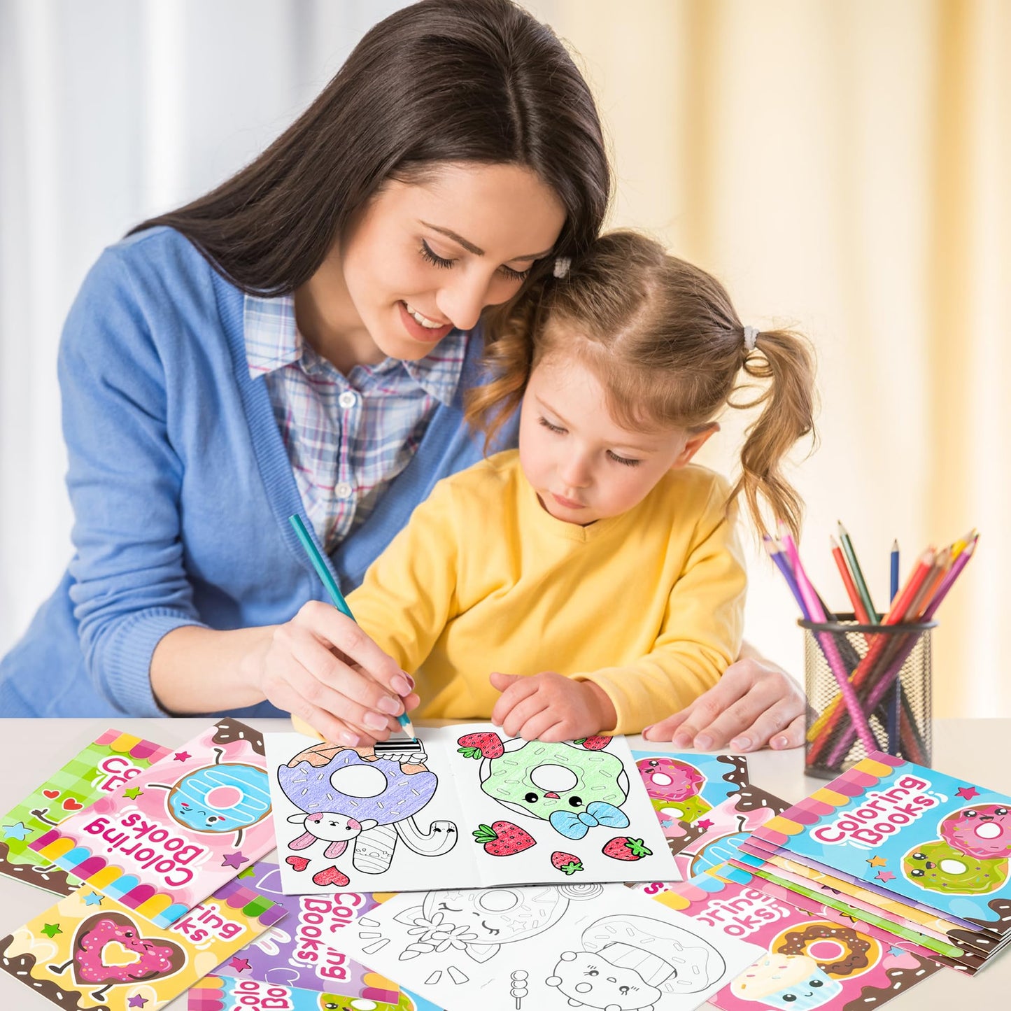 X1Zuue 24Pcs Donut Coloring Books For Kids Bulk Cute Mini Coloring Booklet Diy Art Drawing Book With Dessert Doughnut For Toddle