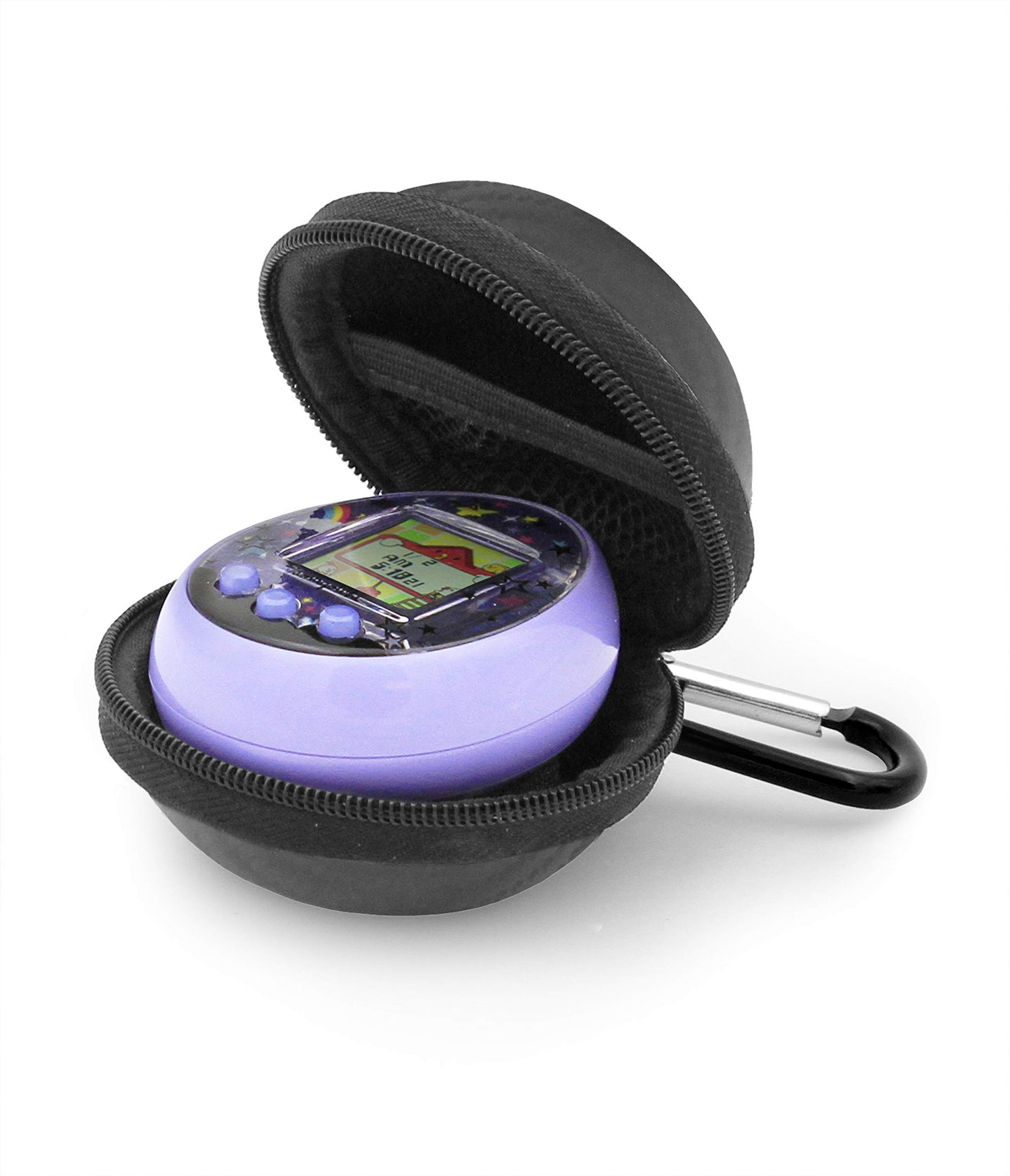 Casematix Blue Clip-On Toy Travel Case Compatible With Tamagotchi On Virtual Interactive Pet Game, Giga Pets Ar And More Digital Pets, Black Case Only