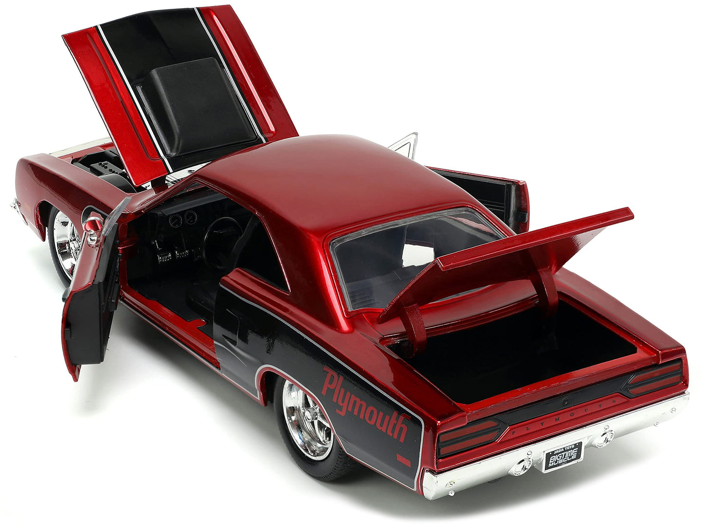 Jada Toys Big Time Muscle 1:24 1970 Plymouth Road Runner Die-cast Car Red/Black Flames, Toys for Kids and Adults