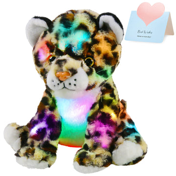 Bstaofy Light Up Cheetah Plush Led Leopard Stuffed Animals Night Light Companion Bedtime Jungle Toys Glow Afraid Of Dark, 10’’