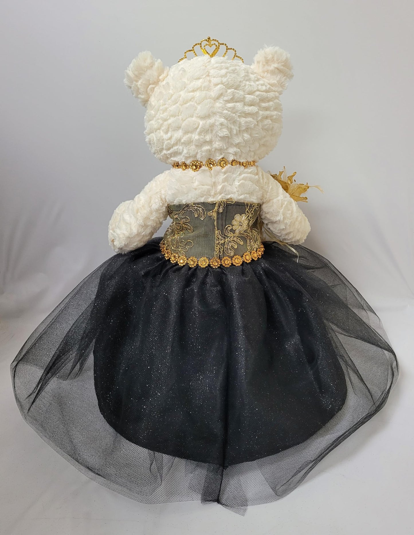 KINNEX COLLECTIONS SINCE 1997 20 Quince Anos Quinceanera Last Doll Teddy Bear with Dress (Centerpiece) ~ ARC16831-17G (Black/Gol