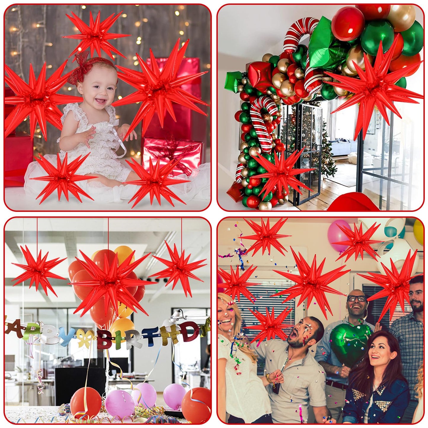 10 Pcs Star Balloons Explosion Starburst Balloons Foil Cone Balloons Magic For Birthday Wedding Anniversary Party Backdrops Deco