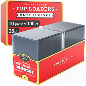 Cardboard Gold - 35pt Top Loaders for Cards with Bonus Soft Sleeves - 1000 Count - enhanced 3x4 Inch Trading Card Toploaders - Protect Your Baseball and Sports Cards with These Hard Plastic Protectors