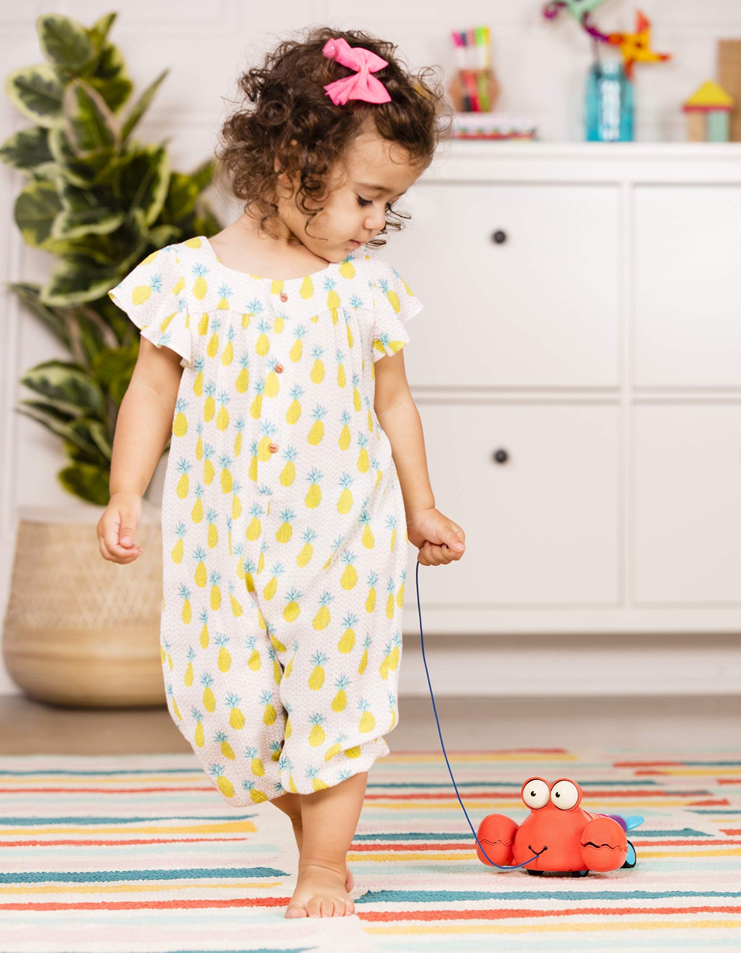 B. toys Pull Along Lobster Toy - Waggle-A-Longs, Developmental Push/Pull Toy for Toddlers, Red, Model BX1644Z