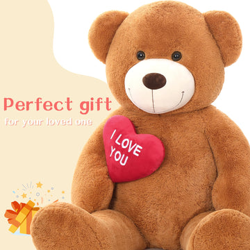 Tezituor Giant Teddy Bear Stuffed Animal 5Ft with Heart Large I Love You Bear Plush Toys for Kids Gift for Girlfriend