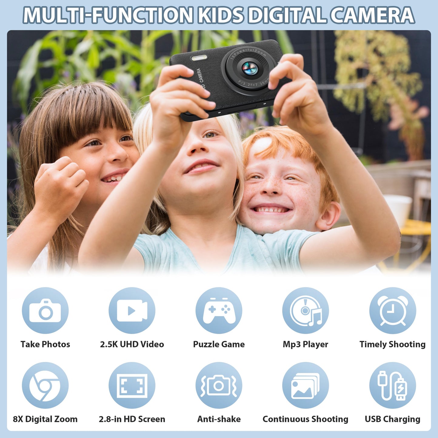 Kids Camera Toys For Boys Girls,Digital Video Camera Toys For Kids With Mp3 Music Player And 32Gb Sd Card,Ideas Birthday Gifts F
