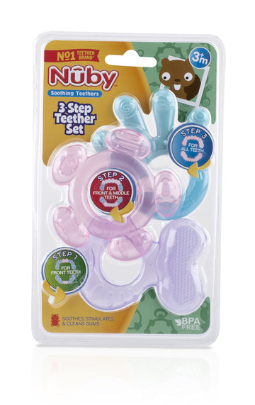 Nuby 3 Step Soothing Teether Set (Girl)