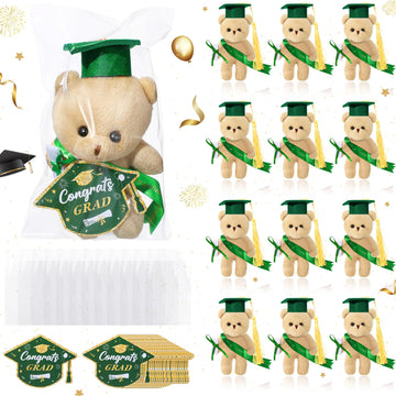 Rotatingpals 16 Sets Mini Graduation Bear Plush With Gift Bag Graduation Card Set Hangable Graduation Bear Stuffed Animals Congr