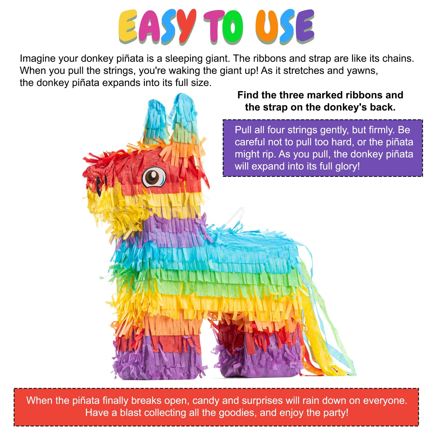 The Award Box Extra Large Pinata, 2 Pack, Animal Theme Birthday Party Decorations, 10 x 6 x 11 inches (Donkey 16.5 in)