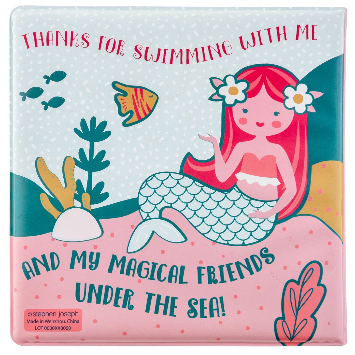 Stephen Joseph Floating Color Changing Bathtime Book - Medium Plastic Toddler Bath Toy, Mermaid Design, Model SJ-1246-28