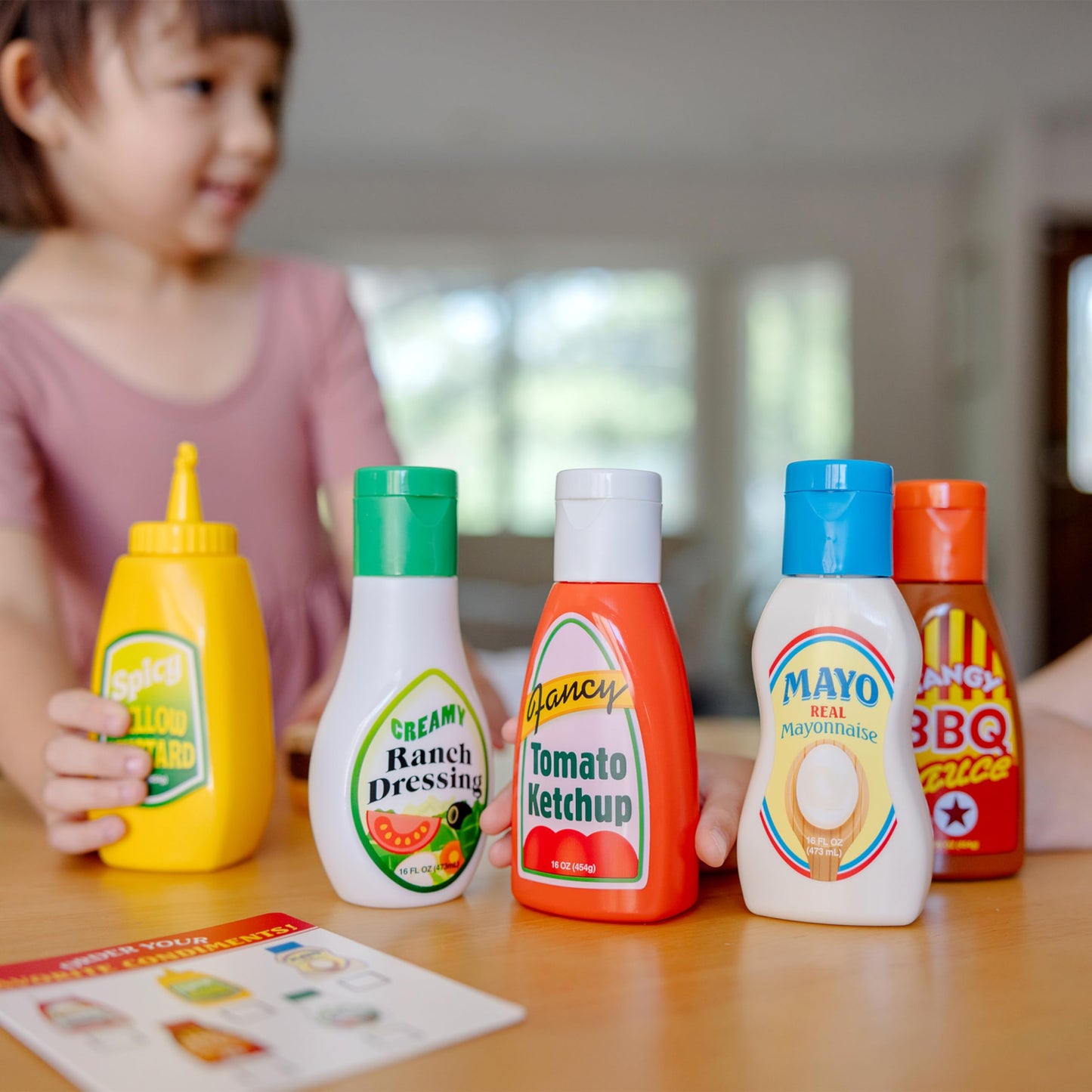 Melissa & Doug 5-Piece Condiments Play Food Set, Multi-color Plastic, Model 4317, Ideal for Kids Ages 3+