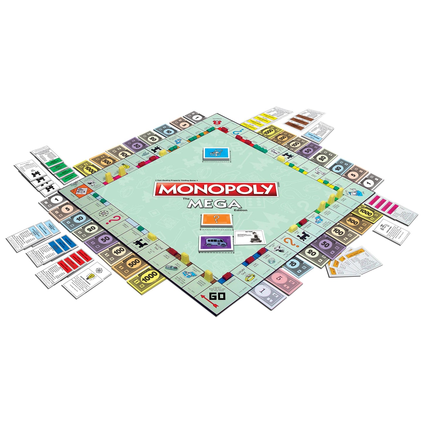 Hasbro Monopoly The Mega Edition - Fast-Paced Game for 2-8 Players, Ages 8+, Multicolor, Model 1104, Plastic Material