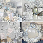 White Silver Balloon Garland Arch Kit,140Pcs Metallic Silver White Balloon Arch For Birthday Wedding Engagement Proposal Baby Sh