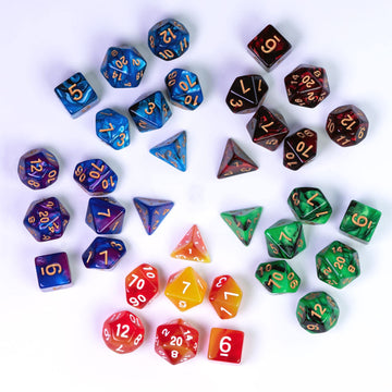 Poludie 5 Sets DND Dice Polyhedral Dice Set (35pcs) with 1 Large Leather Bag, D&D Dice Set for Dungeons and Dragons, RPG, MTG Ta