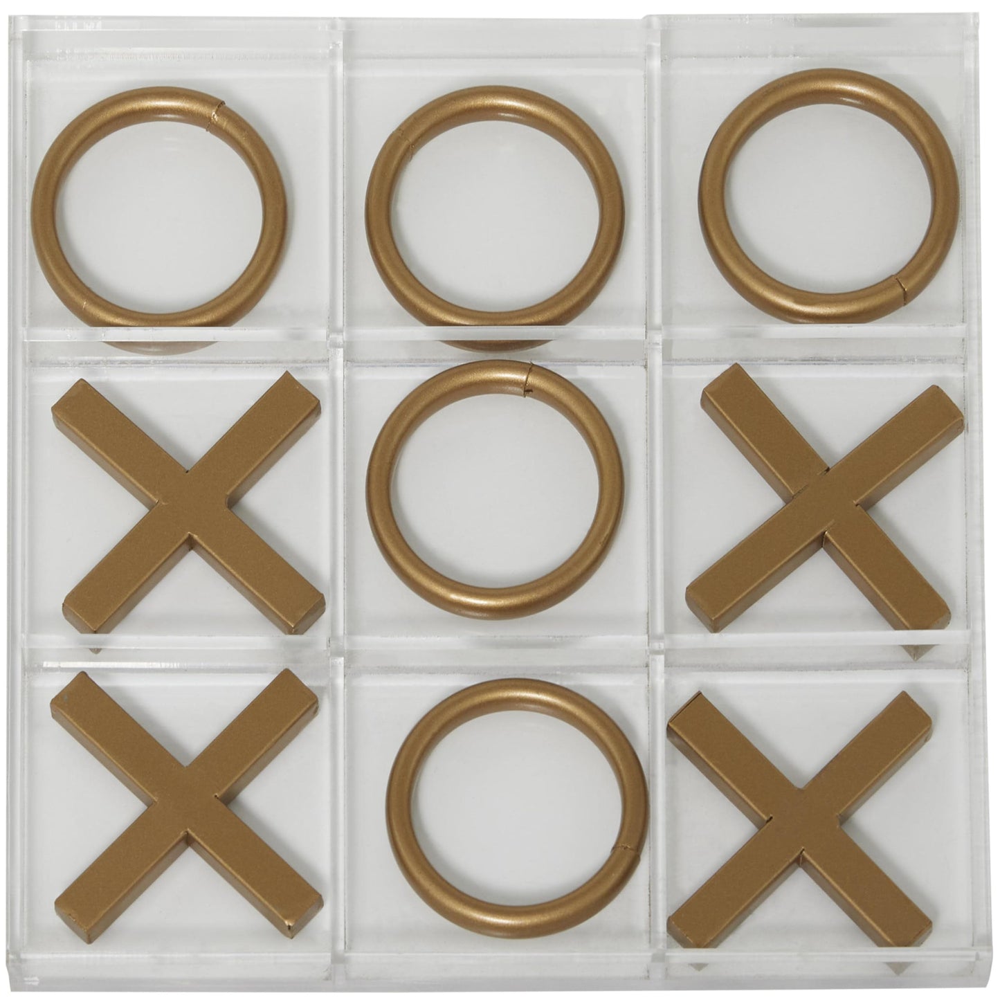 Deco 79 Metal Tic Tac Toe Game Set With Gold Pieces, 12' X 1' X 12', Gold