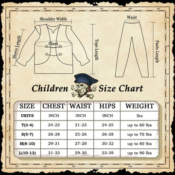 G.C Pirate Costume For Kids Pretend Role Play Dress Up Party Favors Deluxe Toys Gift Pirate Set For Children Toddler (10-12 Years)