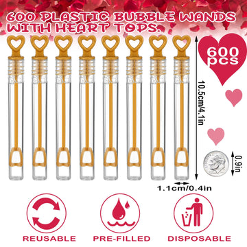 Foilswirl 300 Pcs Mini Wedding Bubble Wand Bulk Gold Heart Bubble Wands Wedding Favors Individual Mini Bubble Wand Favors For We
