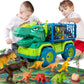 Temi Dinosaur Truck Toys For Kids 3-5 Years, Tyrannosaurus Transport Car Carrier Truck With 8 Dino Figures, Activity Play Mat, Dinosaur Eggs, Trees, Capture Jurassic Play Set For Boys And Girls