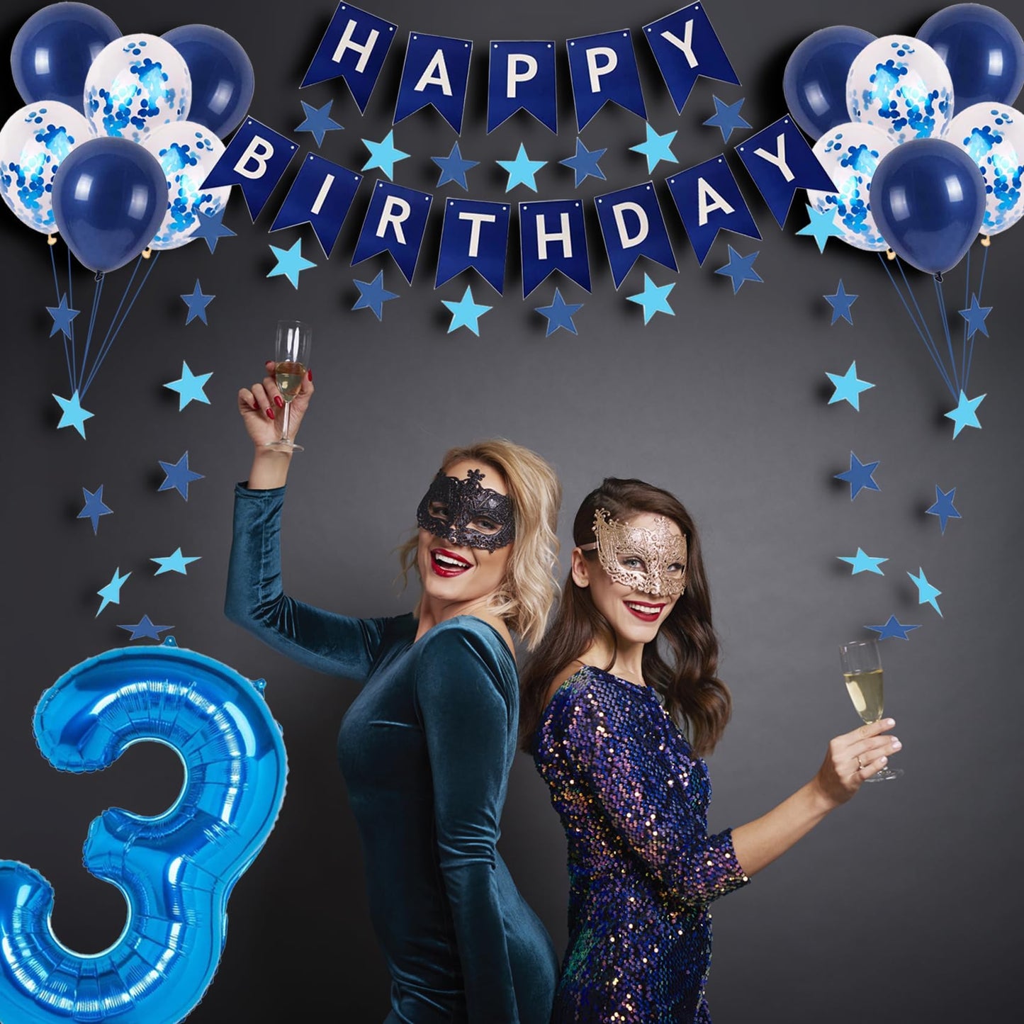 Naninuneno 12Th Blue Birthday Party Decorations For Boy Girl Men Women, Happy 12 Birthday Balloons Supplies With Happy Birthday