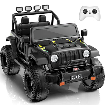24V Ride on Truck Car 2 Seater Ride Kids Electric Car - 7Ah Large Battery Kids Electric Vehicles with Remote Control, 4WD 3 Spee