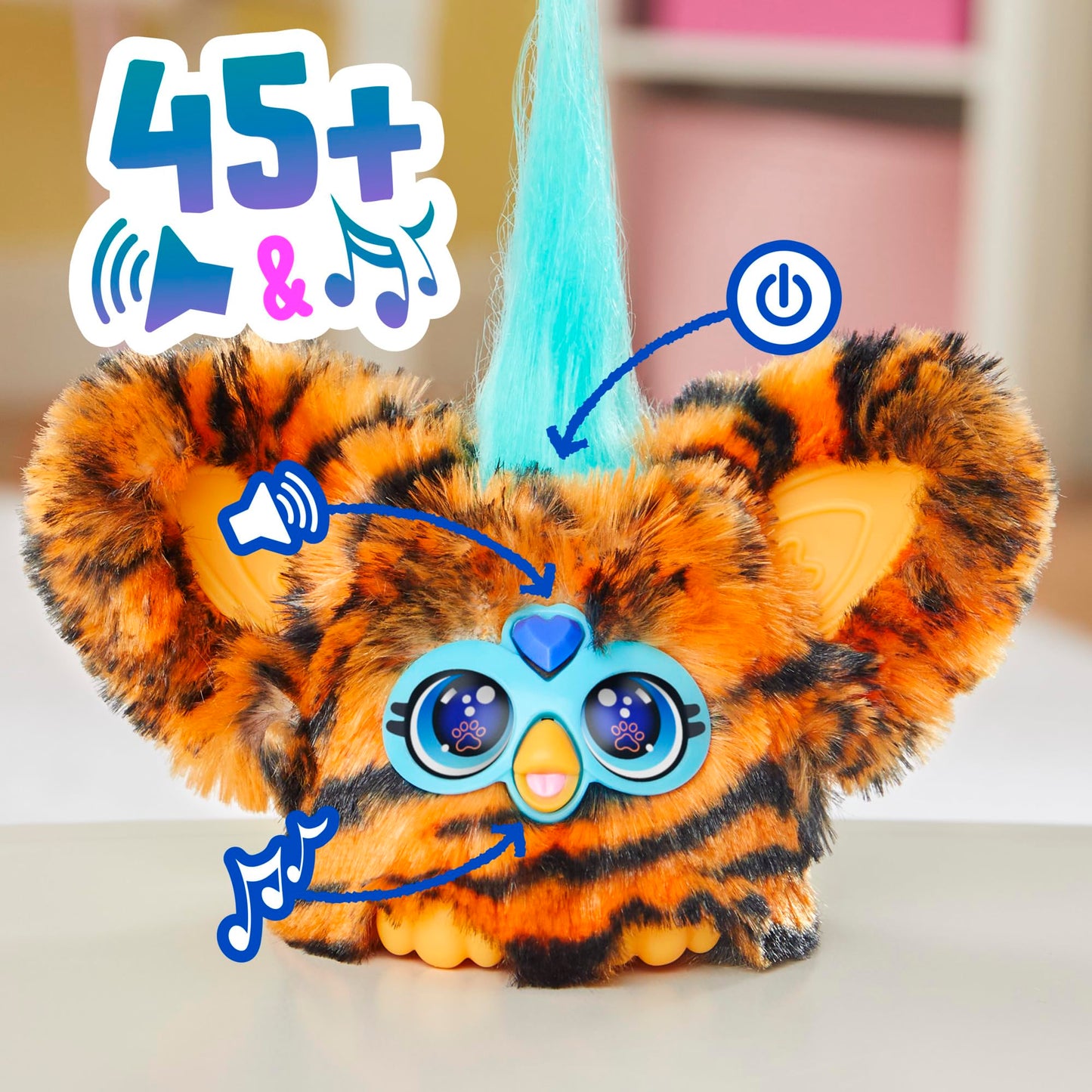 Furby Furblets Ty-Bee Mini Friend, Electronic Plush Toy, Orange Tiger, Standard Size, Model G1700, Ages 6+