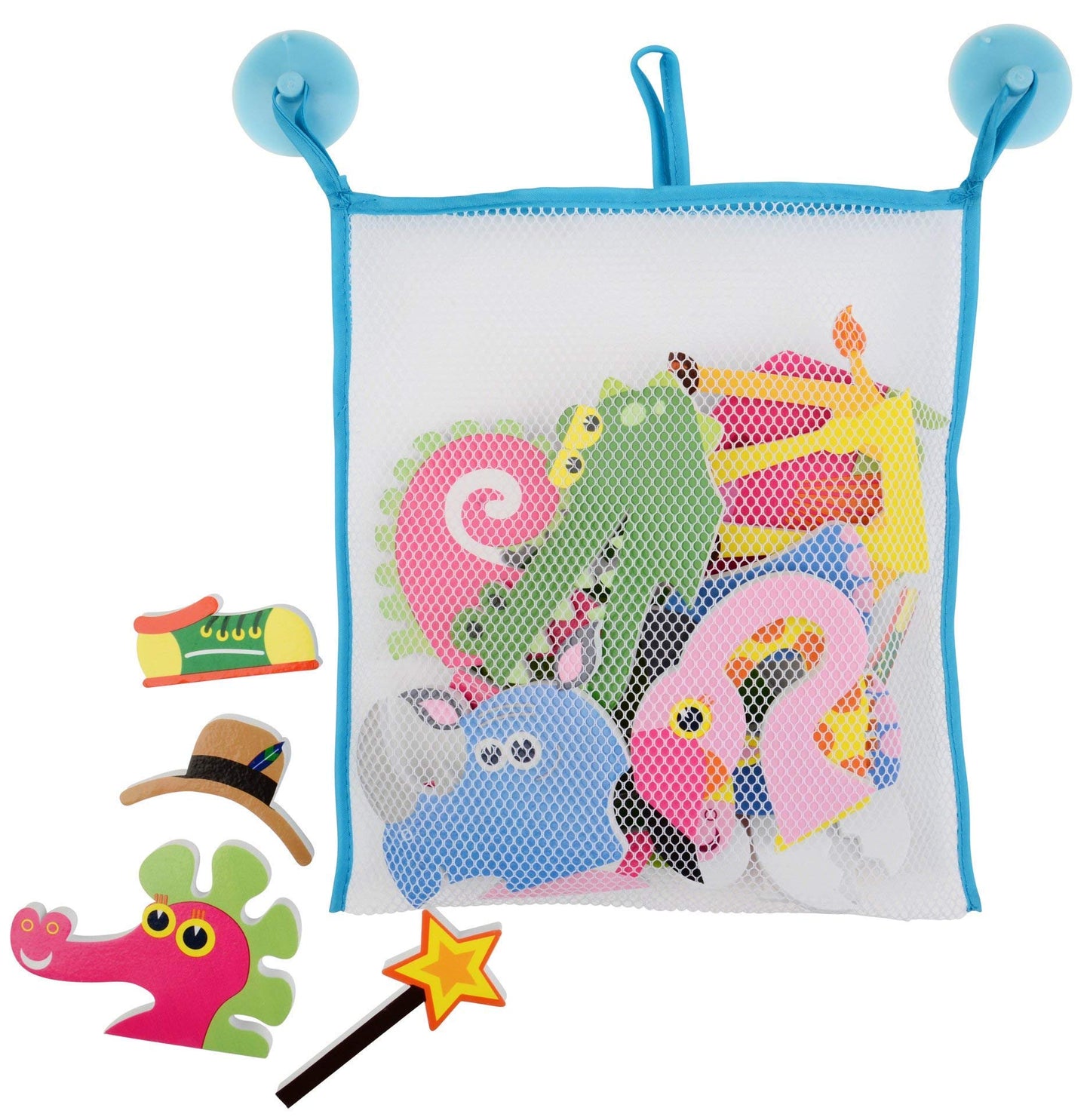Buddy & Barney Bath Stickers - 32 Reusable Animal Foam Stickers for Kids, Multicolor, EVA, Model BB011, Ages 3+
