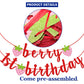 Berry First Birthday Banner, Glitter Strawberry Banner, 1St Birthday Decor (Red)