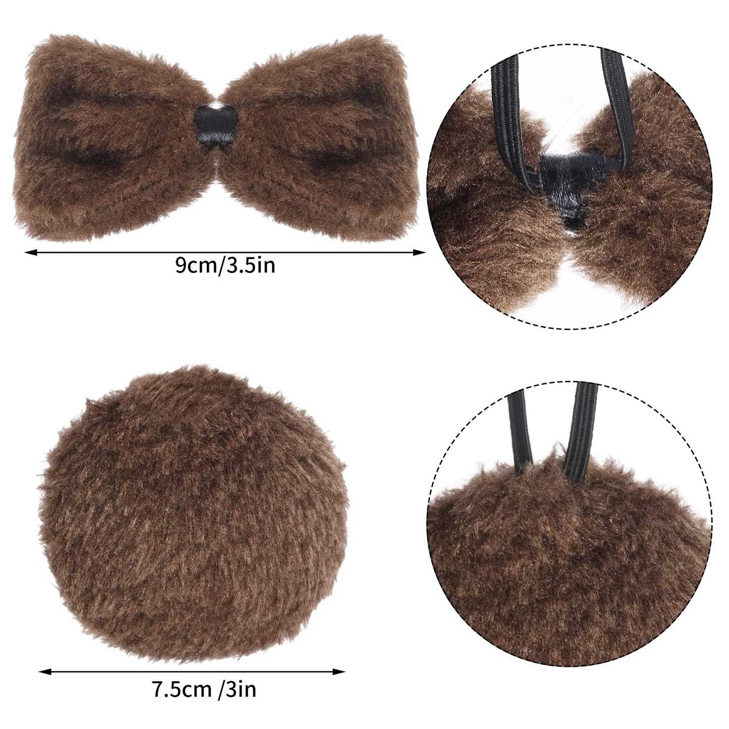 Jmkcoz Kids Animal Brown Bear Costume Bear Ears Headband Bowtie Tail Tutu Skirt Animal Fancy Costume Kit Halloween Cosplay Party Accessories For Girls Boys