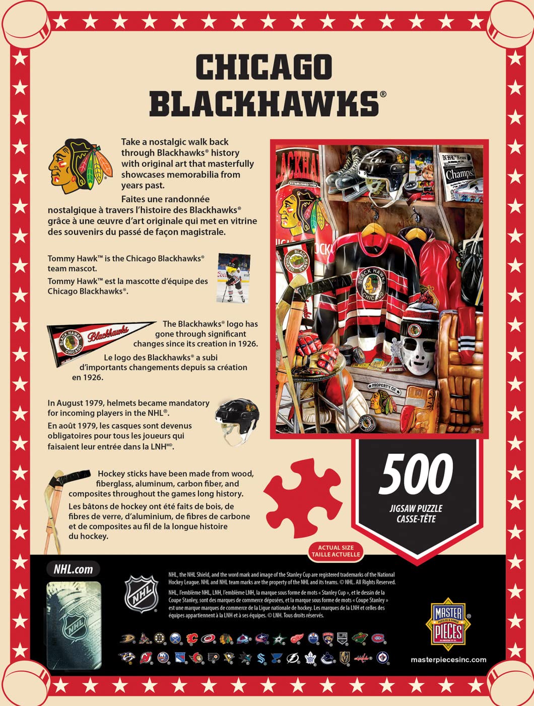 Masterpieces Game Day 500 Piece Jigsaw Puzzle For Adults - Nhl Chicago Blackhawks Locker Room - 15'X21'