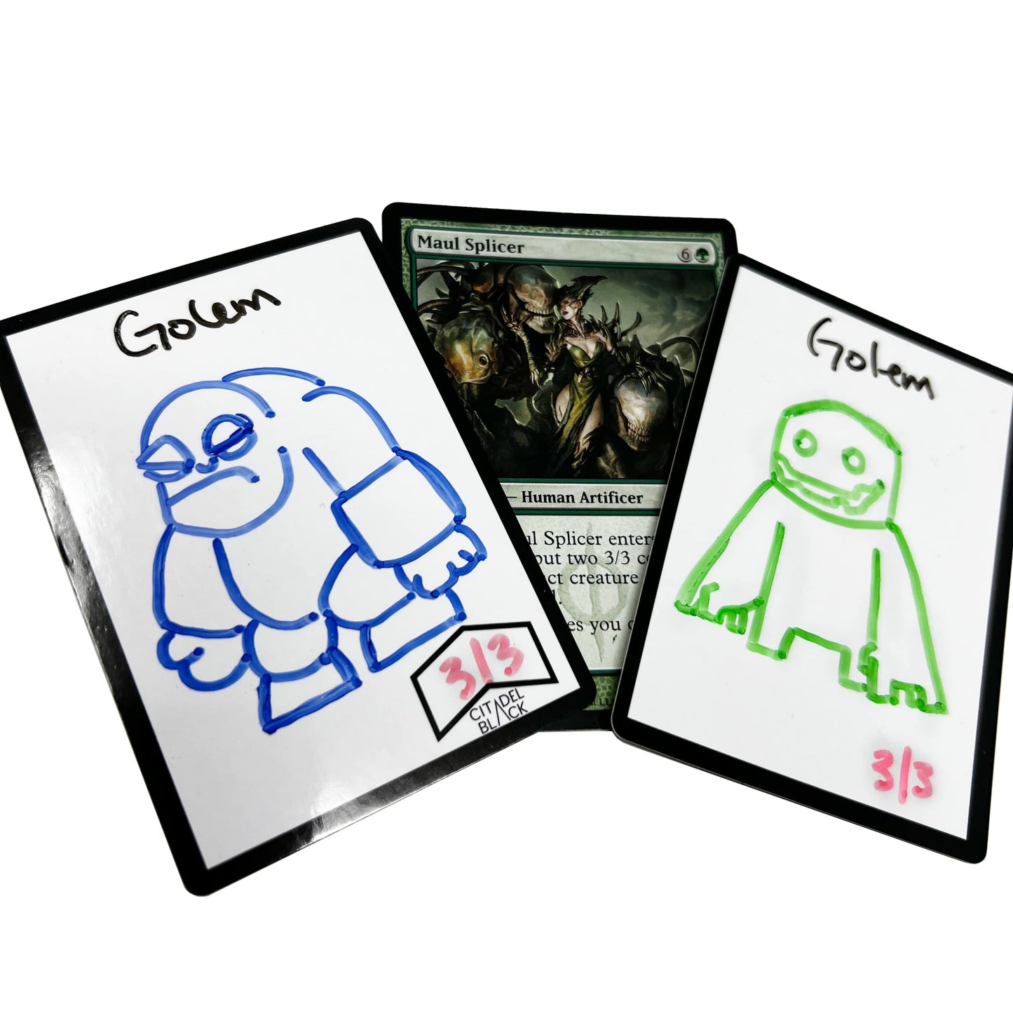 Citadel Black Dry Erase Mtg Tokens Set Of 50 Cards - With 2Pcs Erasers, Reversible Reusable Double-Sided Universal Tokens Proxy
