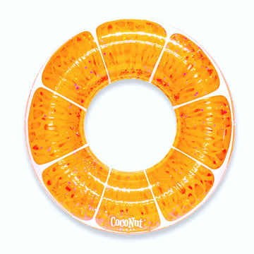 CocoNut Float Tangerine Orange Glitter Pool Float - Inflatable Ring Float - Durable Long Lasting 3.5 Foot Lounge Tube and Water 