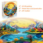 Bgraamiens 1000 Piece Jigsaw Puzzle - Sunset Abstract Paper Art Landscape For Adults - Vibrant Nature Puzzle With Mountains, Riv