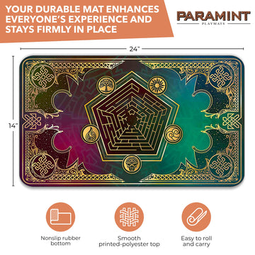 Paramint Mana Blast(Stitched) - Mtg Playmat - Perfect For Magic The Gathering, Pokemon, Yugioh, Anime - Tcg Card Game Table Mat - Durable, Thick, Cloth Fabric Top With Rubber Bottom By Daniel Ziegler