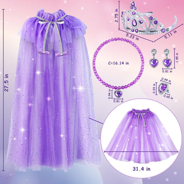 Heyzeibo Princess Dresses For Girls 4-6, Princess Cape Set, Princess Dressing Up Toys Role Play Gifts For Christmas Birthday